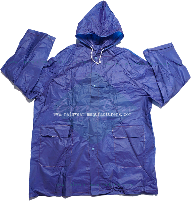 China Blue EVA mens rain coats manufacturer